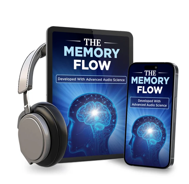 The Memory Flow audio sessions on a tablet and phone with headphones