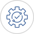 Gear with check mark icon for easy to use